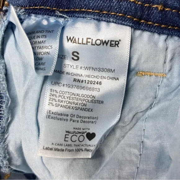 NEW WallFlower Bib Overalls Juniors S Small Summer Blue Jean Tomboy Ankle N9 - Picture 8 of 10